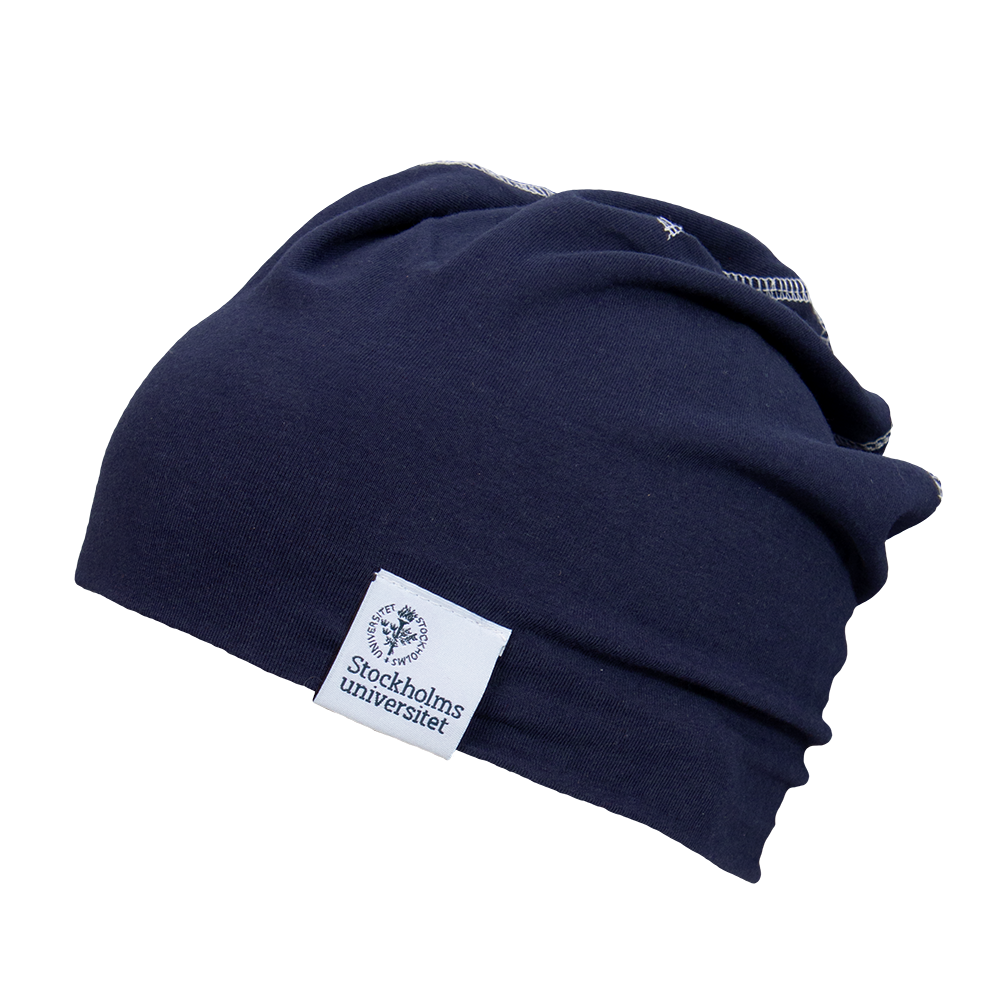 Mössa, blå med SU-logo etikett